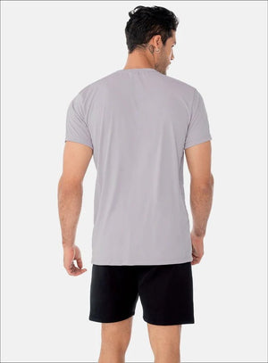Camiseta deportiva color gris para hombre, marca INIZIO, referencia 86376, vista trasera. Compra al por mayor en babalu.com.co en COP.