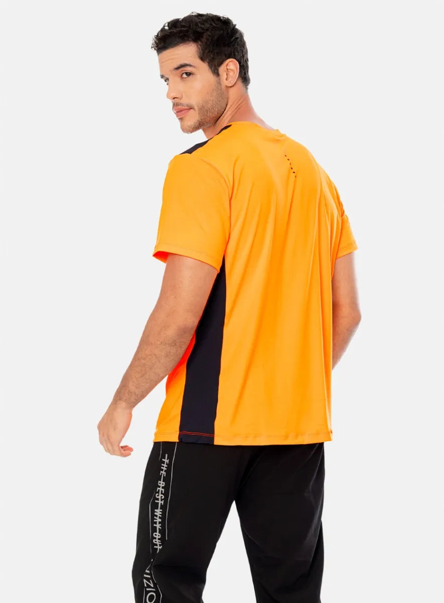 Camiseta deportiva color naranja para hombre, marca INIZIO, referencia 86066, vista trasera. Compra al por mayor en babalu.com.co en COP.