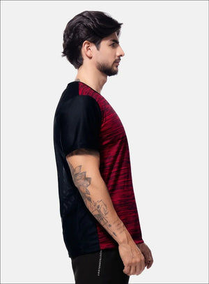 Camiseta deportiva color rojo para hombre, marca INIZIO, referencia 86526, vista lateral. Compra al por mayor en babalu.com.co en COP.