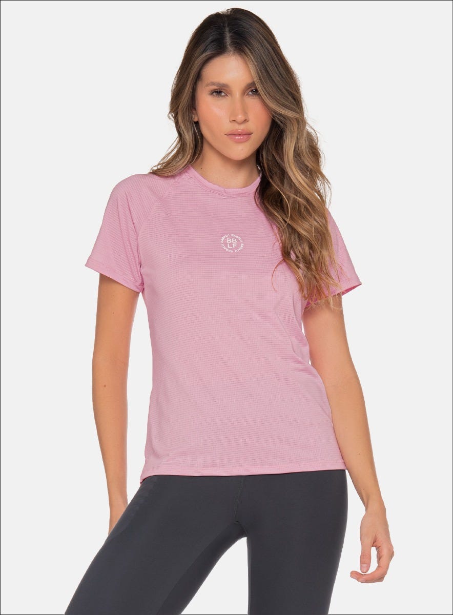 Camiseta deportiva color rosado para mujer, marca BABALÚ, referencia 111323, vista frontal. Compra al por mayor en babalu.com.co en COP.