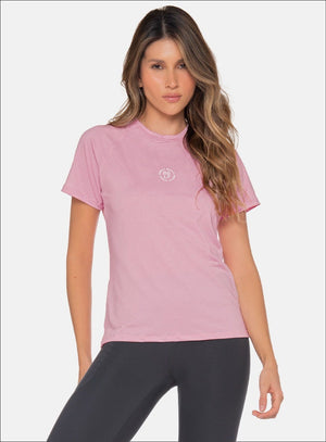Camiseta deportiva color rosado para mujer, marca BABALÚ, referencia 111323, vista frontal. Compra al por mayor en babalu.com.co en COP.