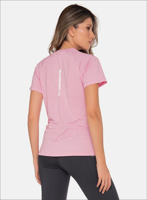 Camiseta deportiva color rosado para mujer, marca BABALÚ, referencia 111323, vista trasera. Compra al por mayor en babalu.com.co en COP.