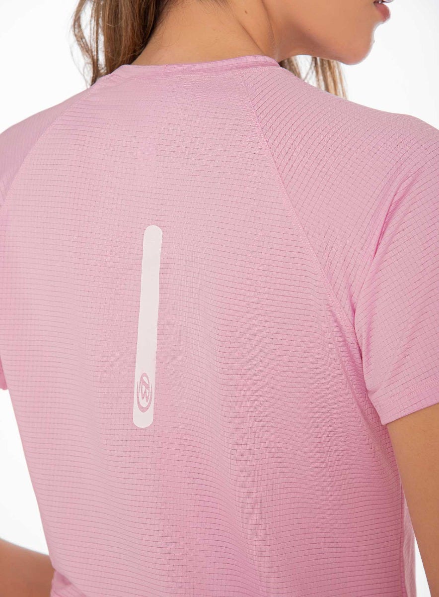 Camiseta deportiva color rosado para mujer, marca BABALÚ, referencia 111323, vista trasera. Compra al por mayor en babalu.com.co en COP.