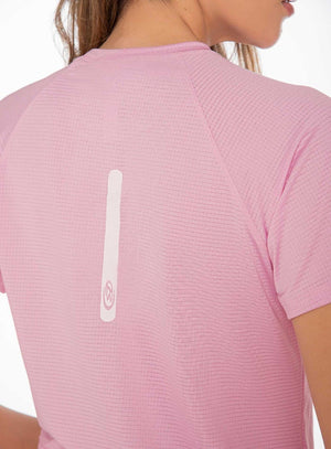 Camiseta deportiva color rosado para mujer, marca BABALÚ, referencia 111323, vista trasera. Compra al por mayor en babalu.com.co en COP.