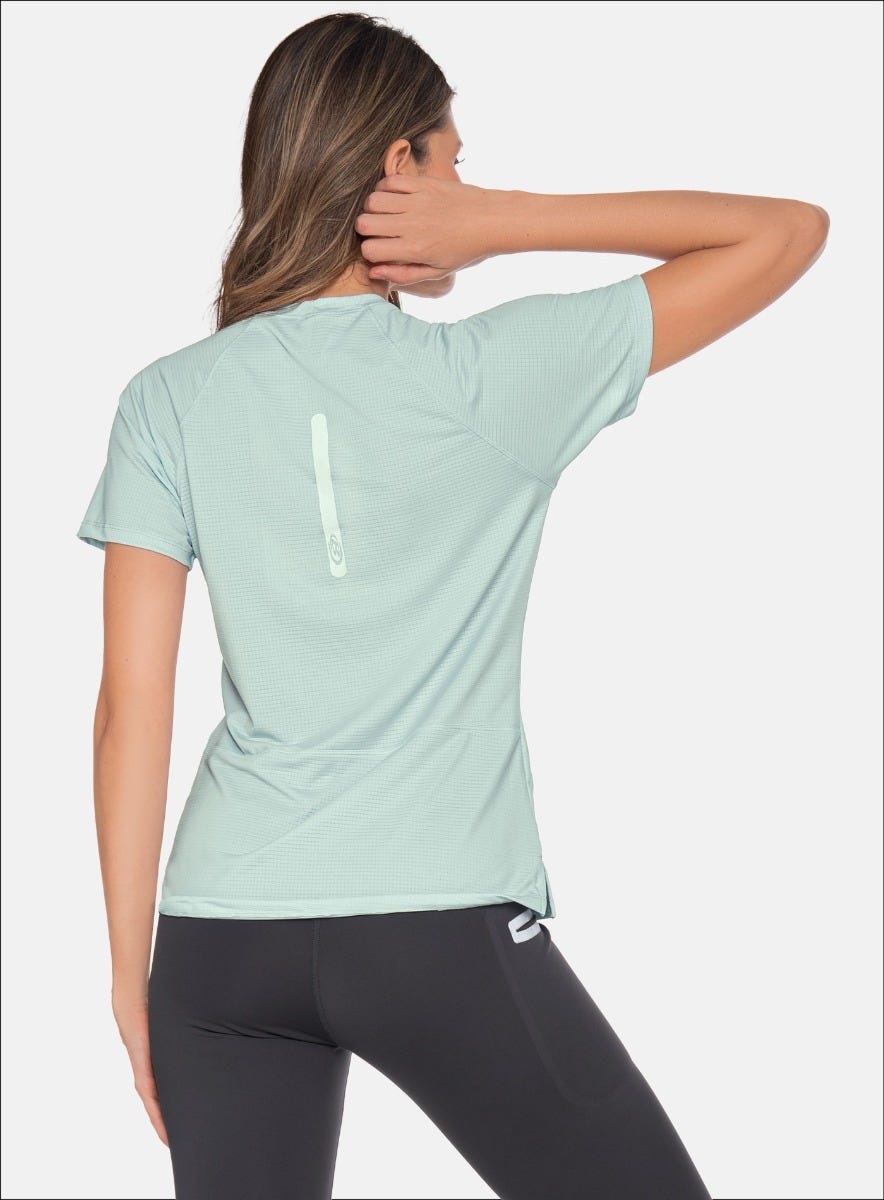 Camiseta deportiva color verde para mujer, marca BABALÚ, referencia 111323, vista trasera. Compra al por mayor en babalu.com.co en COP.