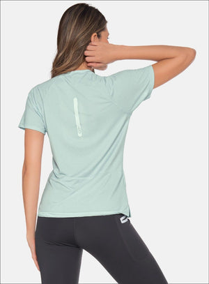 Camiseta deportiva color verde para mujer, marca BABALÚ, referencia 111323, vista trasera. Compra al por mayor en babalu.com.co en COP.