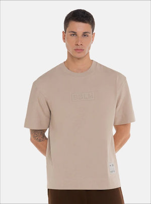 Camiseta oversize color beige para hombre, marca BBL MEN, referencia 19, vista frontal. Compra al por mayor en babalu.com.co en COP.