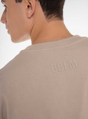 Camiseta oversize color beige para hombre, marca BBL MEN, referencia 19, vista trasera. Compra al por mayor en babalu.com.co en COP.
