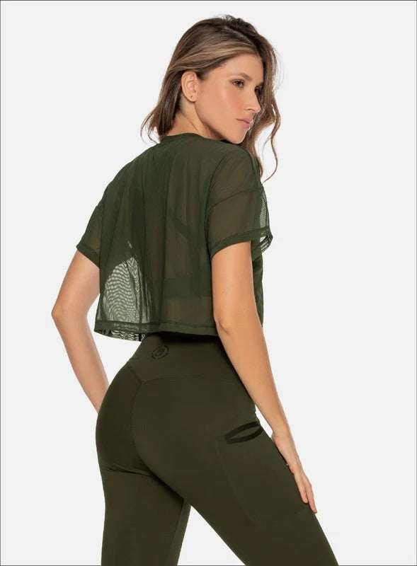 Camistea deportiva color verde para mujer, marca BABALÚ, referencia 105883, vista lateral. Compra al por mayor en babalu.com.co en COP.