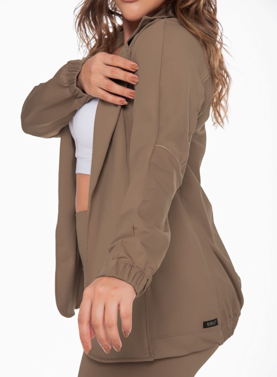 Chaqueta casual color arequipe para mujer, marca BABALÚ, referencia 111223, vista lateral. Compra al por mayor en babalu.com.co en COP.
