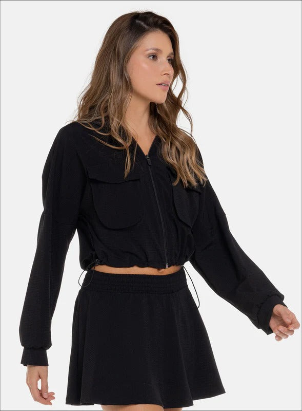Chaqueta casual color negro, marca BABALÚ, referencia 111963, vista frontal. Compra al por mayor en babalu.com.co en COP.