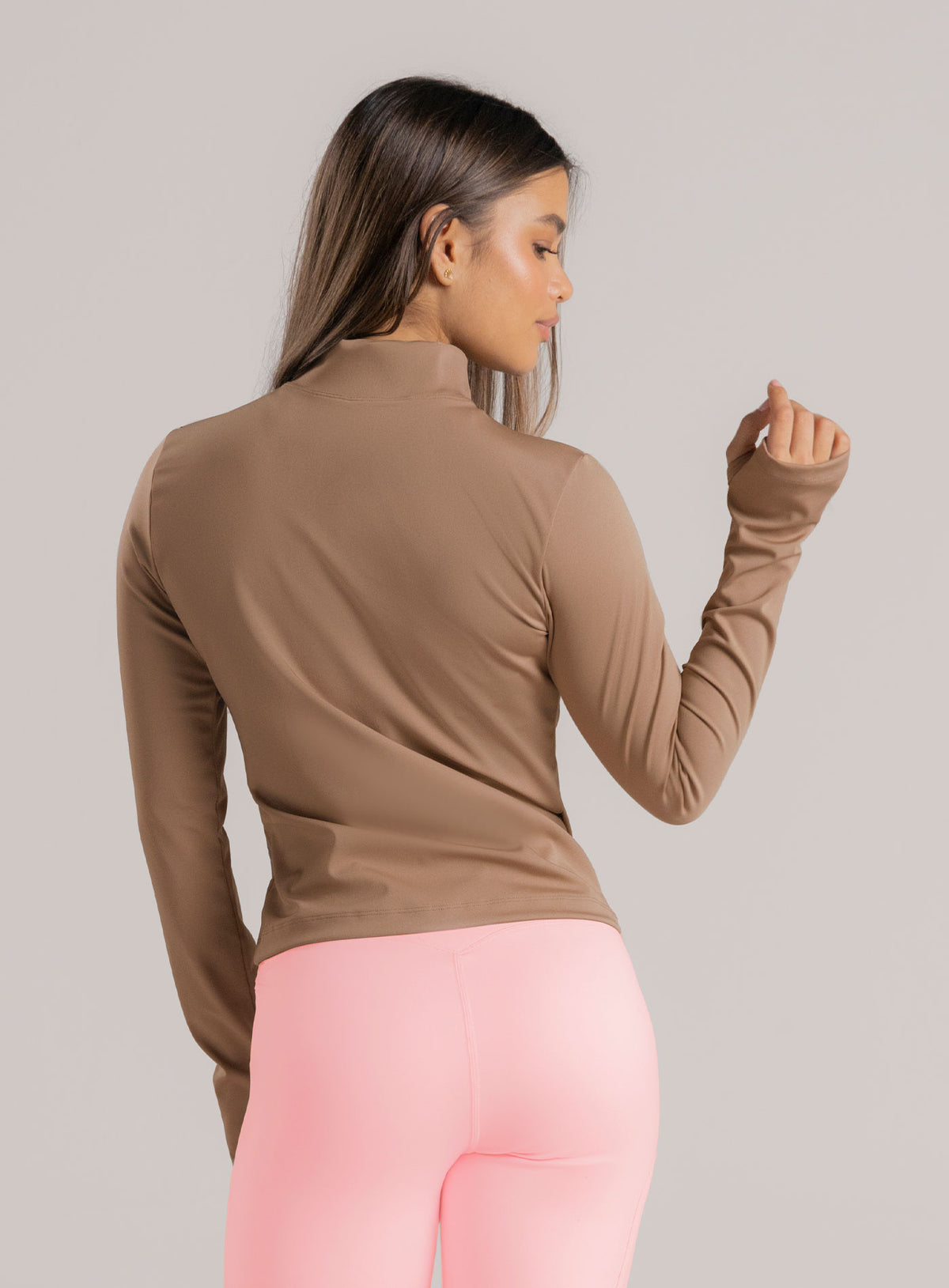 Chaqueta deportiva color arequipe para mujer, marca BABALÚ, referencia 110483, vista trasera. Compra al por mayor en babalu.com.co en COP.