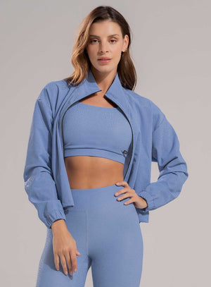 Chaqueta deportiva color azul para mujer, marca BABALÚ, referencia 112323, vista frontal. Compra al por mayor en babalu.com.co en COP.