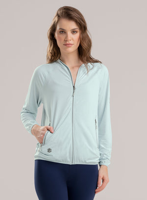 Chaqueta deportiva color azul para mujer, marca BABALÚ, referencia 113853, vista frontal. Compra al por mayor en babalu.com.co en COP.