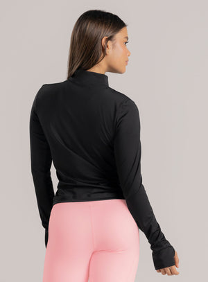 Chaqueta deportiva color negro para mujer, marca BABALÚ, referencia 110483, vista trasera. Compra al por mayor en babalu.com.co en COP.