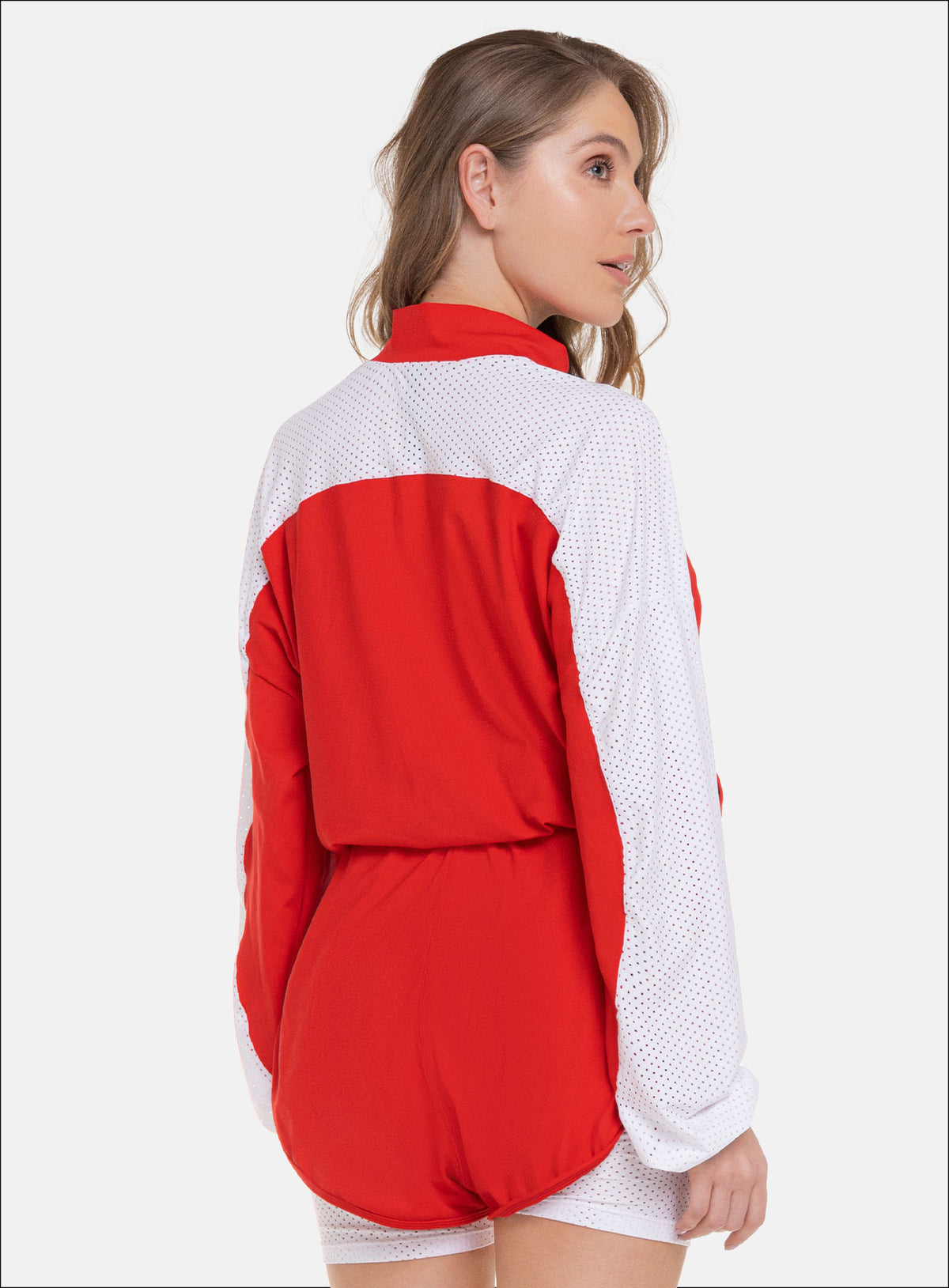 Chaqueta deportiva color rojo para mujer, marca BABALÚ, referencia 109153, vista detalle. Compra al por mayor en babalu.com.co en COP.