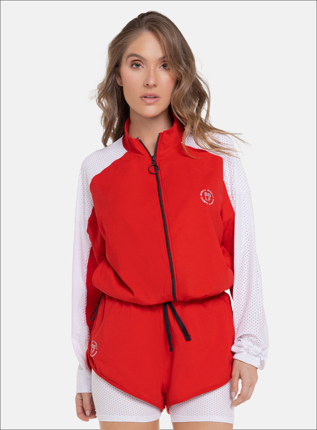 Chaqueta deportiva color rojo para mujer, marca BABALÚ, referencia 109153, vista frontal. Compra al por mayor en babalu.com.co en COP.