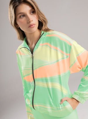 Chaqueta deportiva color verde para mujer, marca BABALÚ, referencia 112873, vista frontal. Compra al por mayor en babalu.com.co en COP.
