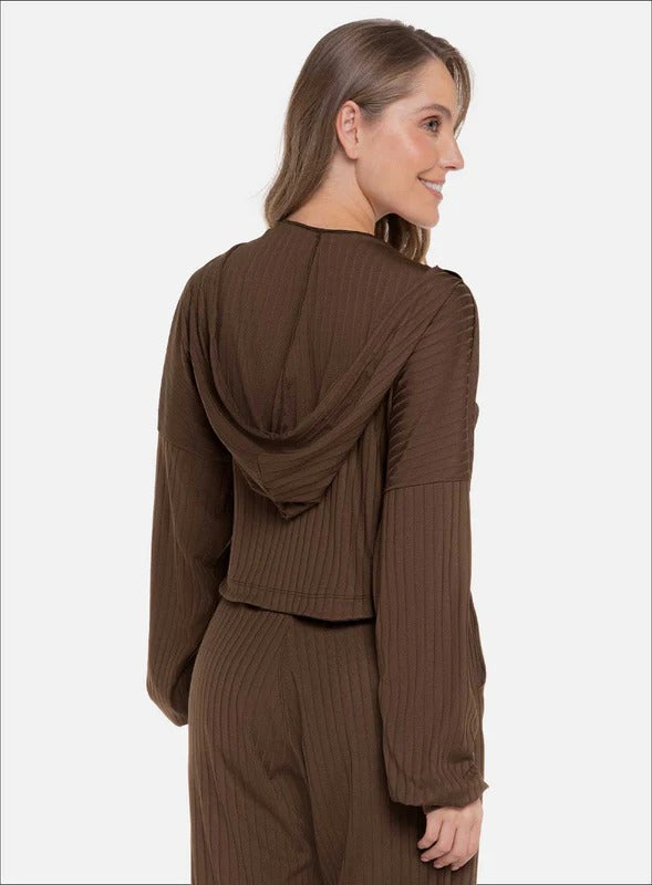Chompa casual color cafe para mujer, marca BABALÚ, referencia 111703, vista trasera. Compra al por mayor en babalu.com.co en COP.