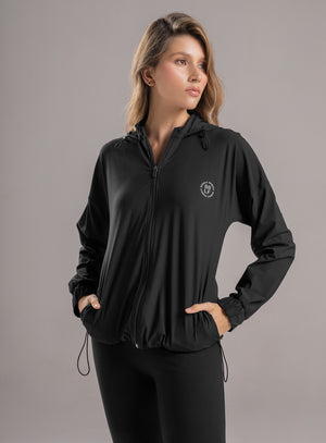 Chompa deportiva color negro para mujer, marca BABALÚ, referencia 113513, vista frontal. Compra al por mayor en babalu.com.co en COP.