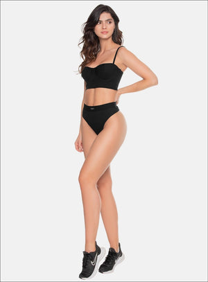 Conjunto deportivo color negro para mujer, marca BABALÚ, referencia 109653, vista lateral. Compra al por mayor en babalu.com.co en COP.