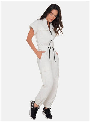 Enterizo casual color beige para mujer, marca BABALÚ, referencia 111173, vista frontal. Compra al por mayor en babalu.com.co en COP.