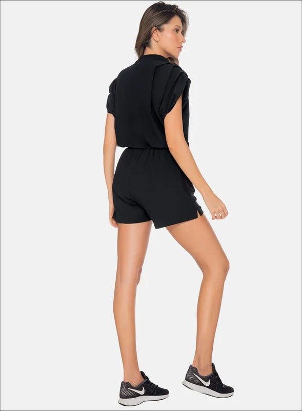 Enterizo casual color negro para mujer, marca BABALÚ, referencia 111183, vista trasera. Compra al por mayor en babalu.com.co en COP.
