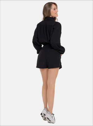 Enterizo casual color negro para mujer, marca BABALÚ, referencia 111983, vista trasera. Compra al por mayor en babalu.com.co en COP.