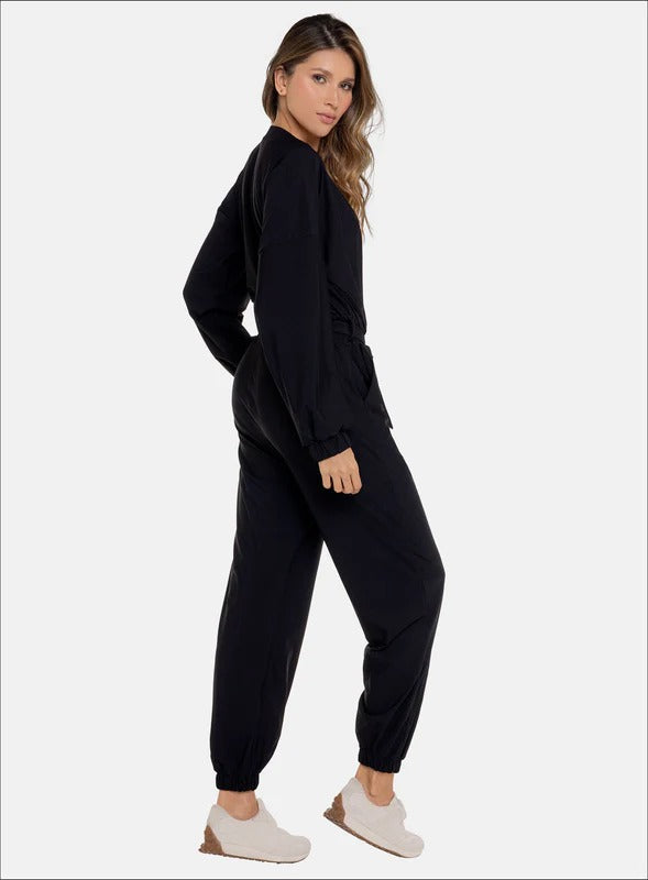 Enterizo casual color negro para mujer, marca BABALÚ, referencia 111993, vista lateral. Compra al por mayor en babalu.com.co en COP.