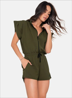 Enterizo casual color verde para mujer, marca BABALÚ, referencia 111183, vista frontal. Compra al por mayor en babalu.com.co en COP.