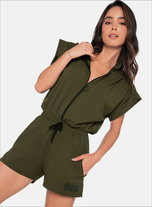 Enterizo casual color verde para mujer, marca BABALÚ, referencia 111183, vista frontal. Compra al por mayor en babalu.com.co en COP.