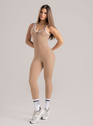 Enterizo deportivo color arequipe para mujer, marca BABALÚ, referencia 113903, vista frontal. Compra al por mayor en babalu.com.co en COP.