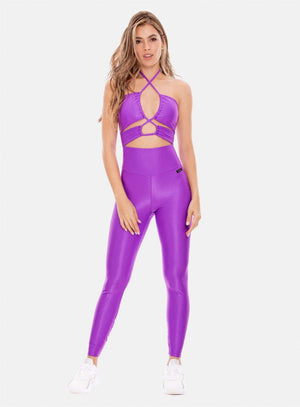 Enterizo deportivo color morado para mujer, marca BABALÚ, referencia 107383, vista frontal. Compra al por mayor en babalu.com.co en COP.