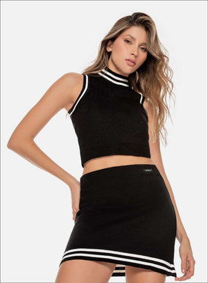 Falda casual color negro para mujer, marca BABALÚ, referencia 111213, vista frontal. Compra al por mayor en babalu.com.co en COP.
