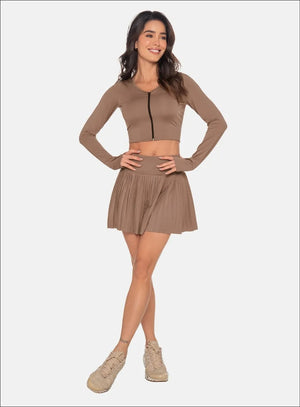 Falda deportiva color arequipe para mujer, marca BABALÚ, referencia 111373, vista frontal. Compra al por mayor en babalu.com.co en COP.