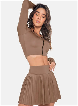 Falda deportiva color arequipe para mujer, marca BABALÚ, referencia 111373, vista frontal. Compra al por mayor en babalu.com.co en COP.