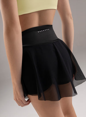 Falda deportiva color negro para mujer, marca BABALÚ, referencia 113543, vista trasera. Compra al por mayor en babalu.com.co en COP.
