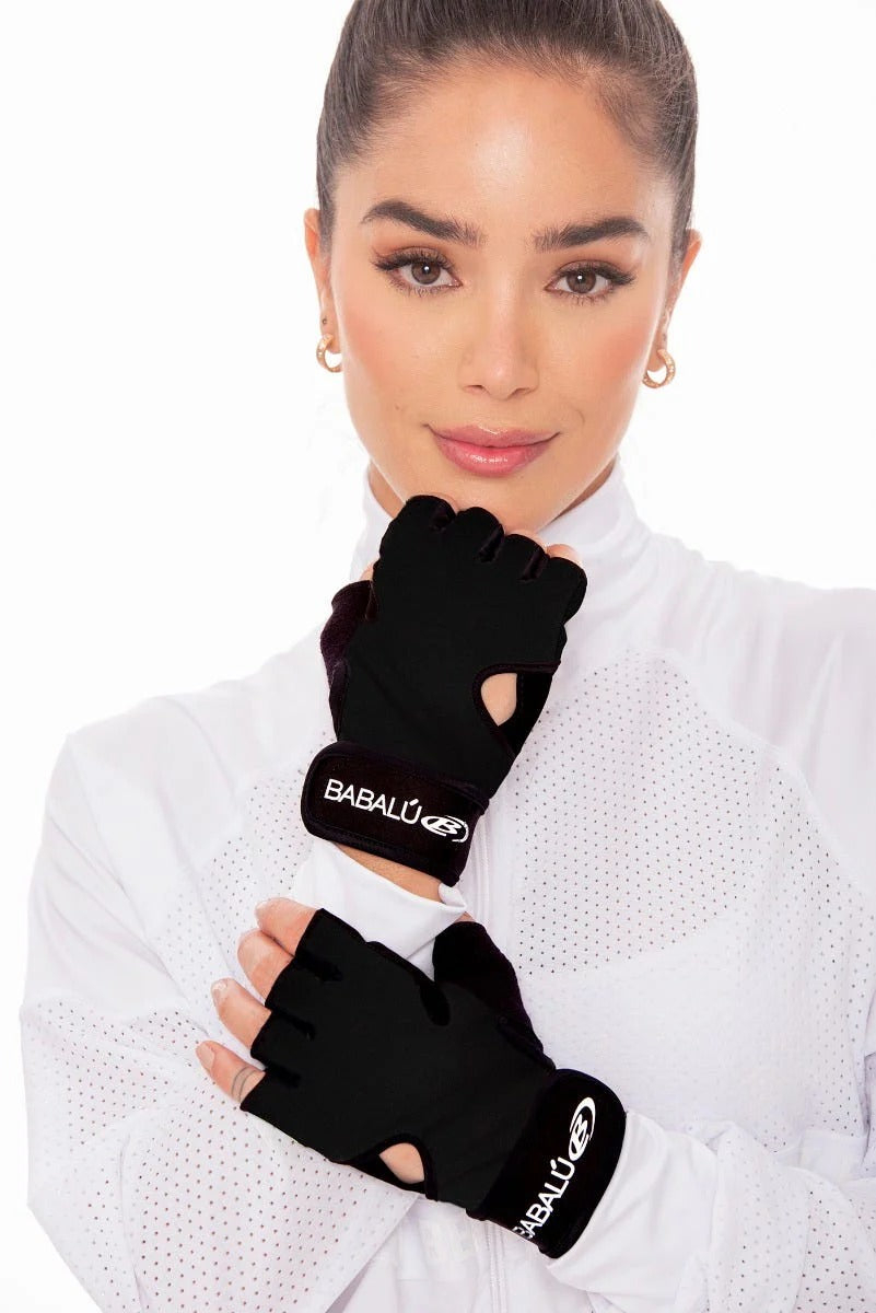 Guantes deportivos color negro para mujer, marca BABALÚ, referencia 37823, vista detalle. Compra al por mayor en babalu.com.co en COP.