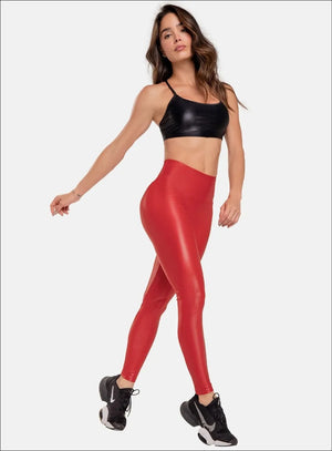 Leggins apariencia color rojo para mujer, marca BABALÚ, referencia 90883, vista lateral. Compra al por mayor en babalu.com.co en COP.