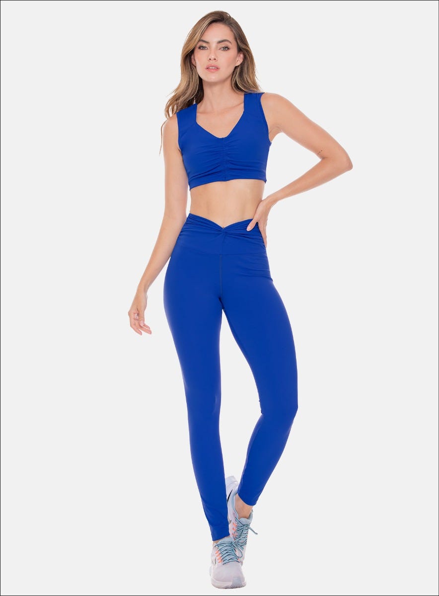 Leggins deportivo color azul para mujer, marca BABALÚ, referencia 108613, vista frontal. Compra al por mayor en babalu.com.co en COP.