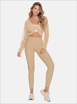 Leggins deportivo color beige para mujer, marca BABALÚ, referencia 110393, vista frontal. Compra al por mayor en babalu.com.co en COP.