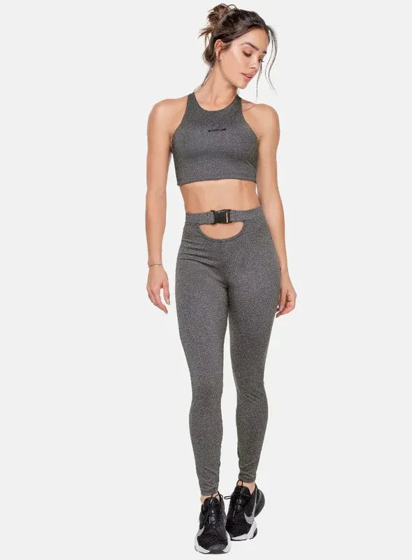 Leggins deportivo color gris para mujer, marca BABALÚ, referencia 103833, vista frontal. Compra al por mayor en babalu.com.co en COP.