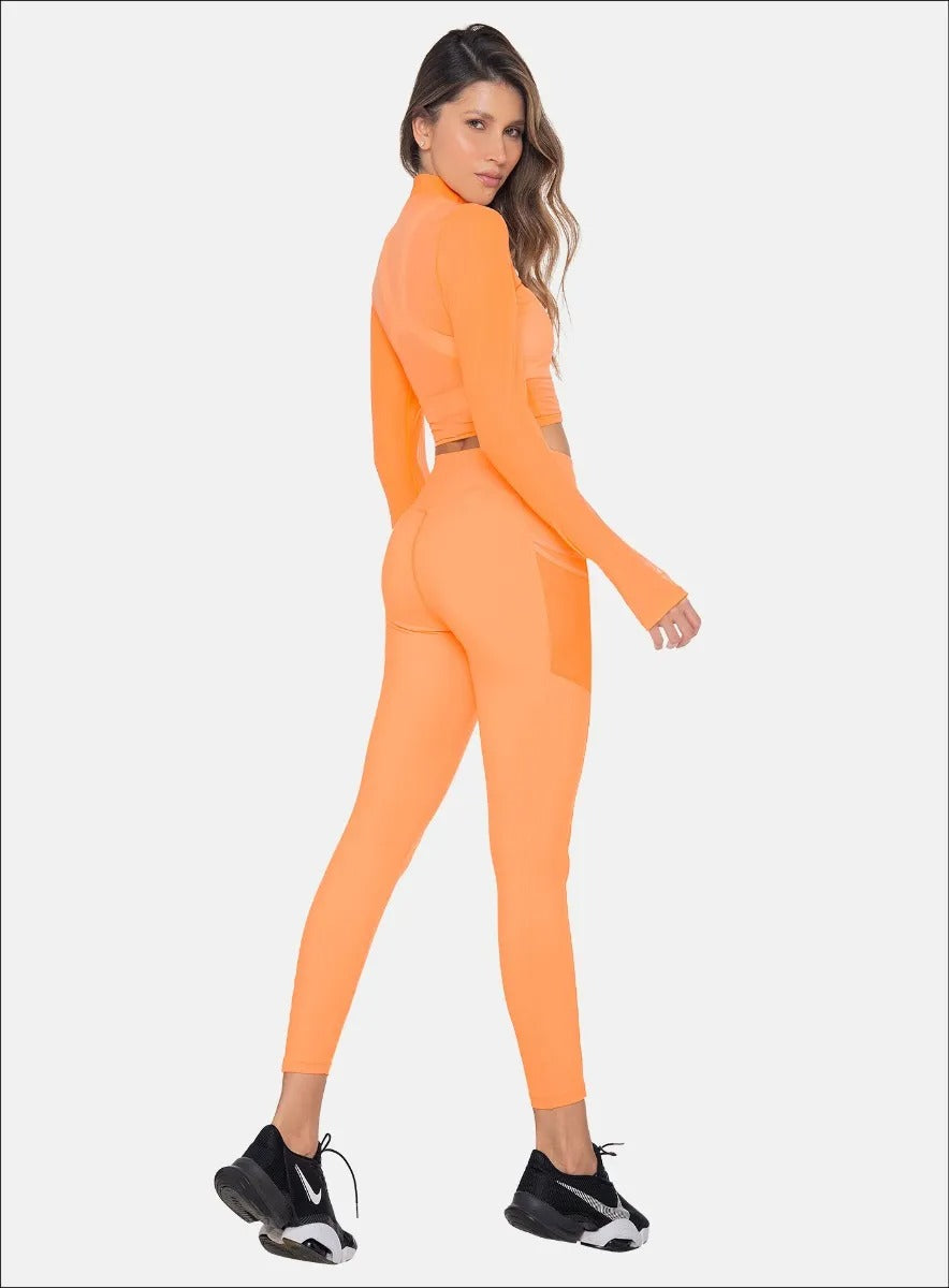 Leggins deportivo color mandarina para mujer, marca BABALÚ, referencia 111293, vista frontal. Compra al por mayor en babalu.com.co en COP.