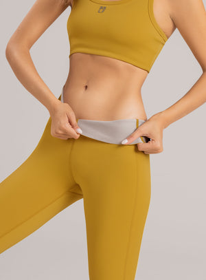 Leggins deportivo color mostaza para mujer, marca BABALÚ, referencia 115353, vista frontal. Compra al por mayor en babalu.com.co en COP.
