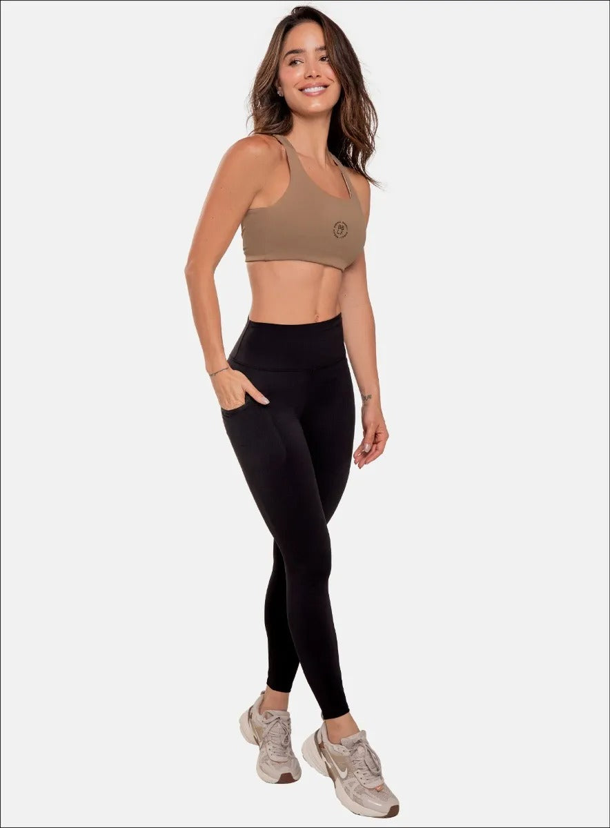 Leggins deportivo color negro para mujer, marca BABALÚ, referencia 107033, vista frontal. Compra al por mayor en babalu.com.co en COP.