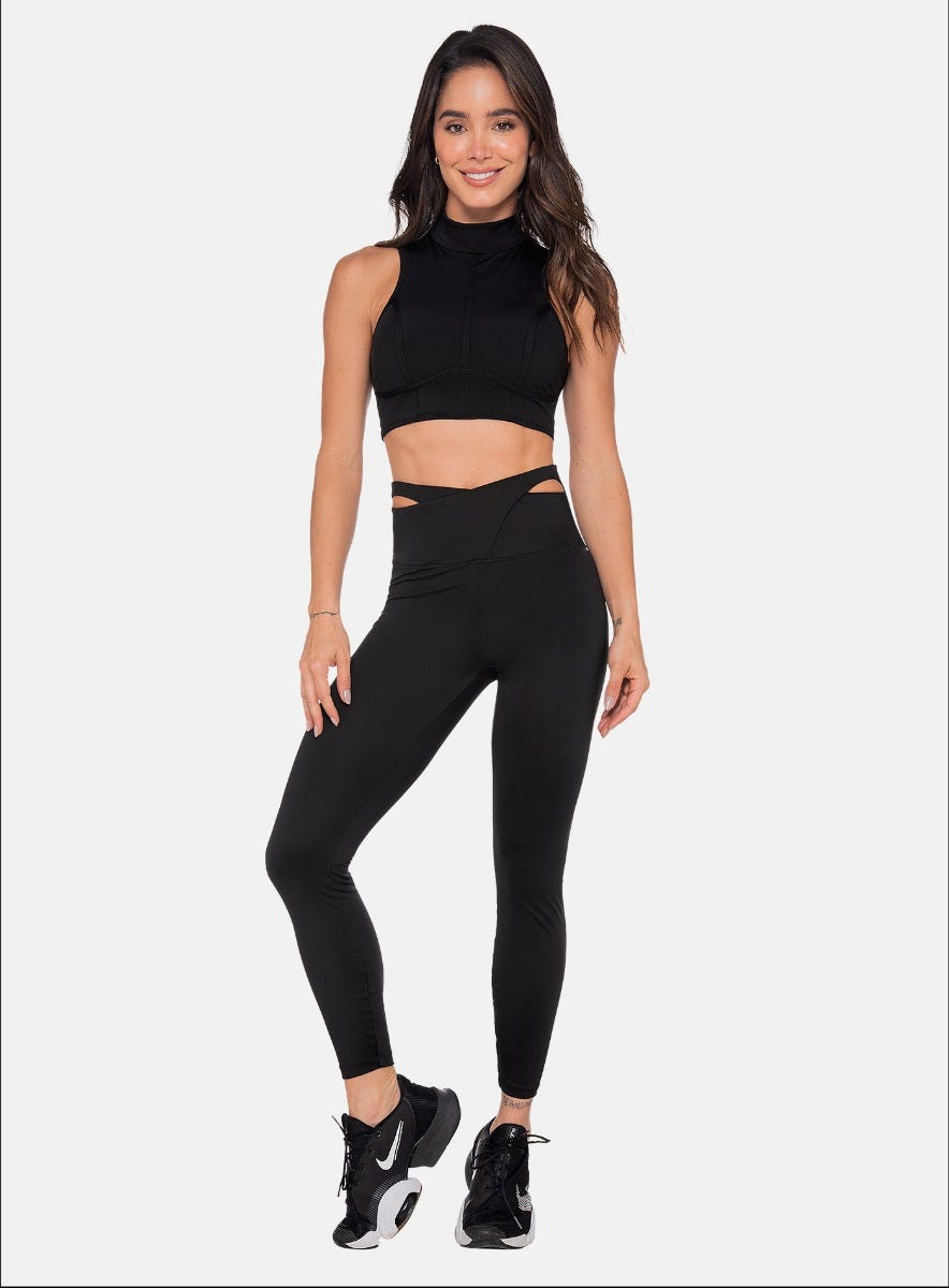 Leggins deportivo color negro para mujer, marca BABALÚ, referencia 110103, vista frontal. Compra al por mayor en babalu.com.co en COP.
