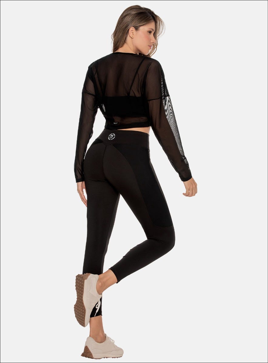 Leggins deportivo color negro para mujer, marca BABALÚ, referencia 110393, vista trasera. Compra al por mayor en babalu.com.co en COP.