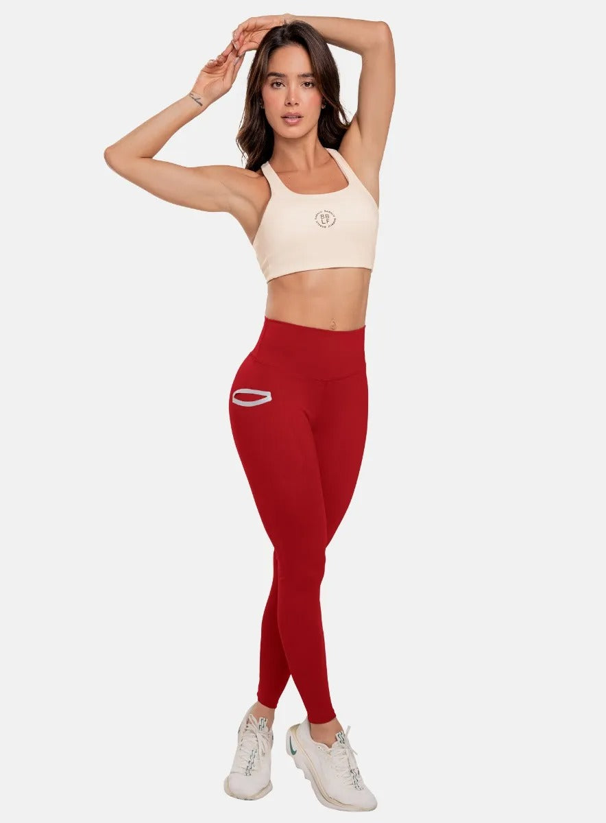 Leggins deportivo color rojo para mujer, marca BABALÚ, referencia 107033, vista frontal. Compra al por mayor en babalu.com.co en COP.