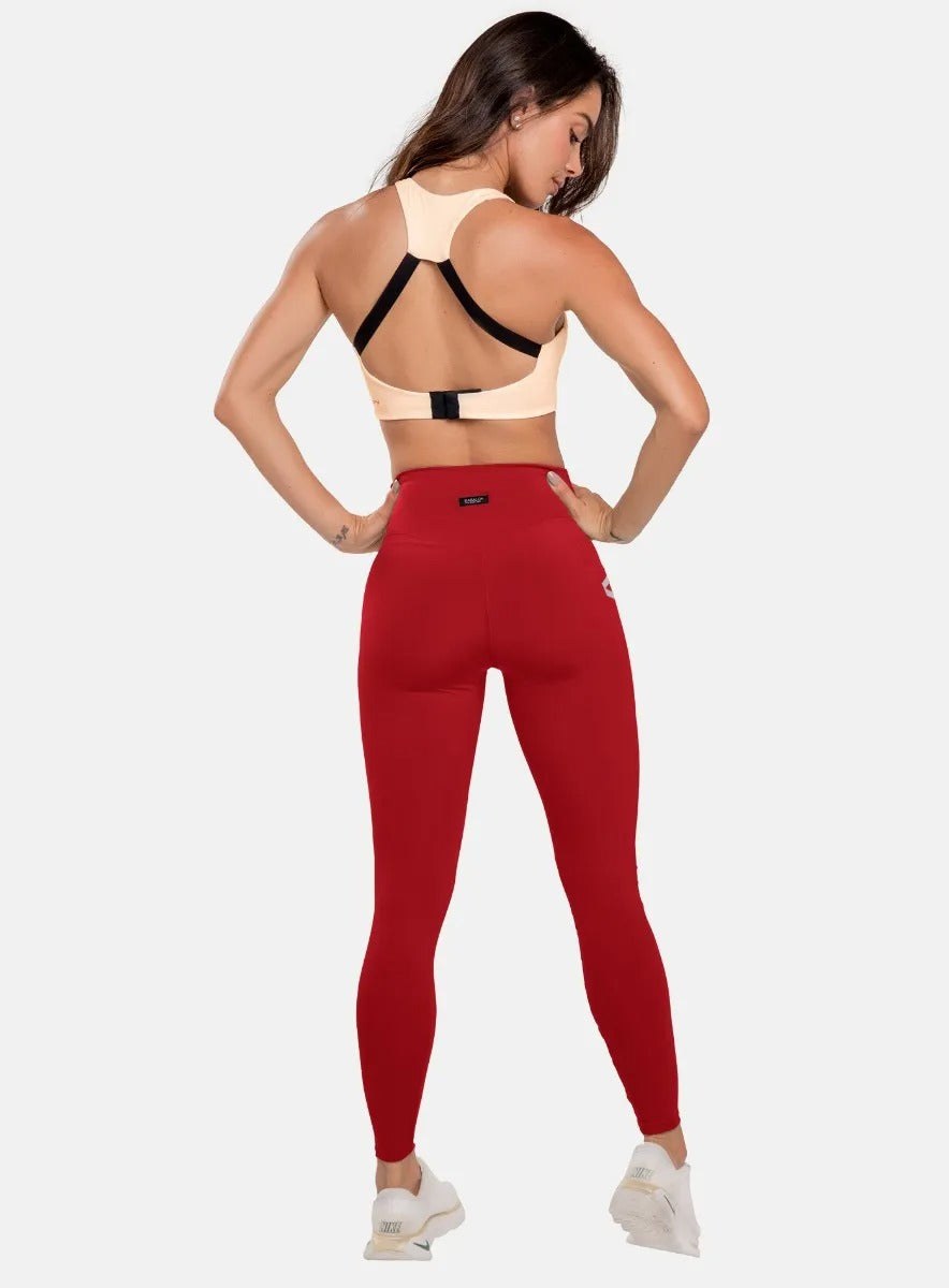 Leggins deportivo color rojo para mujer, marca BABALÚ, referencia 107033, vista trasera. Compra al por mayor en babalu.com.co en COP.
