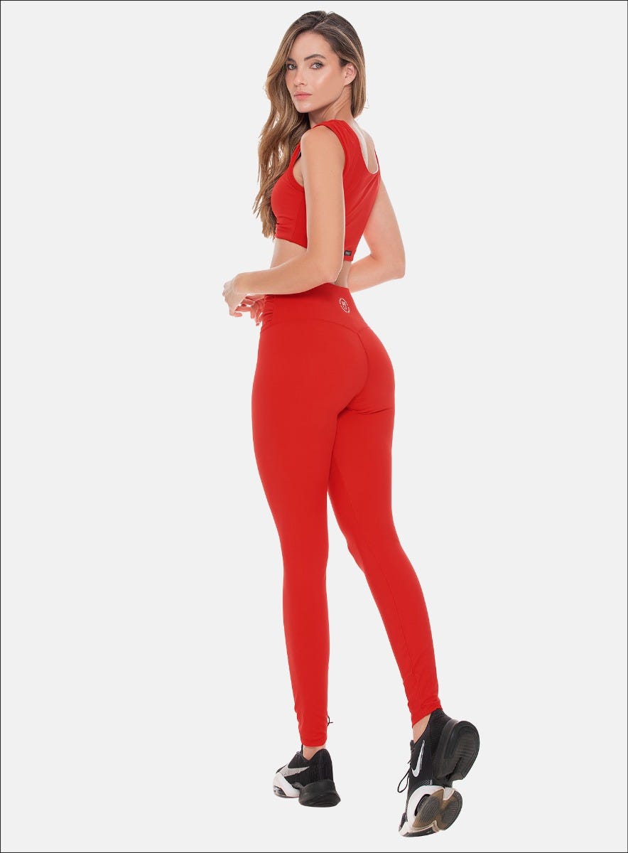 Leggins deportivo color rojo para mujer, marca BABALÚ, referencia 108613, vista trasera. Compra al por mayor en babalu.com.co en COP.